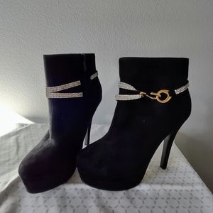 Black Booties w/Rhinestones